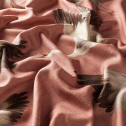 Azzuro Dreamy Half-Linen Fabric With Cranes, Sold By The Meter From Carlucci, 6 Colors - thumbnail 3