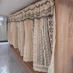 Crochet Lace Short Curtain Country Style Rod Pocket Cabinet Curtain - thumbnail 4