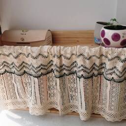 Crochet Lace Short Curtain Country Style Rod Pocket Cabinet Curtain - thumbnail 3