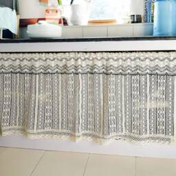 Crochet Lace Short Curtain Country Style Rod Pocket Cabinet Curtain - thumbnail 1
