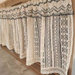 Crochet Lace Short Curtain Country Style Rod Pocket Cabinet Curtain - thumbnail 2