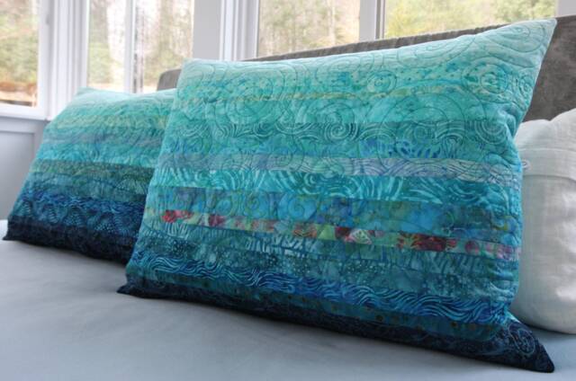 Turquoise Blue Quilted Pillow Shams - Choose Your Size Made To Order - image 1