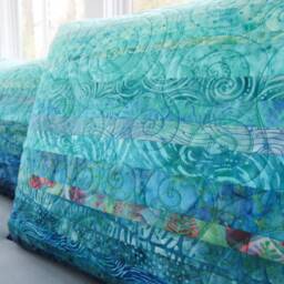 Turquoise Blue Quilted Pillow Shams - Choose Your Size Made To Order - thumbnail 2