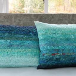 Turquoise Blue Quilted Pillow Shams - Choose Your Size Made To Order - thumbnail 4