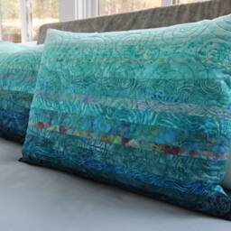 Turquoise Blue Quilted Pillow Shams - Choose Your Size Made To Order - thumbnail 3