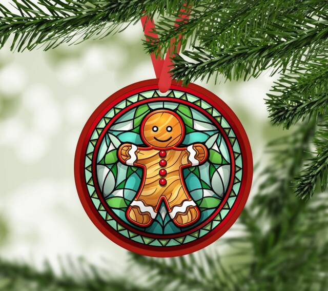 stained Glass Effect Gingerbread Man Christmas Ornament - image 1