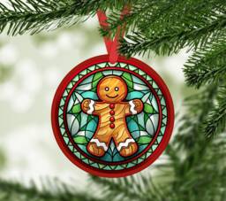 stained Glass Effect Gingerbread Man Christmas Ornament