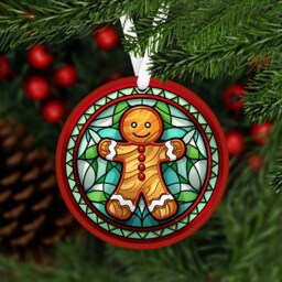 stained Glass Effect Gingerbread Man Christmas Ornament - thumbnail 2