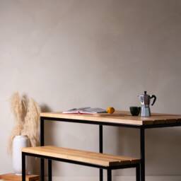 Konk ??? Outdoor Worker's Bench [Metal Legs] Bespoke Sizes Available Oak Modern Seat, Minimalist Alfresco Dining Seating Outside - thumbnail 2