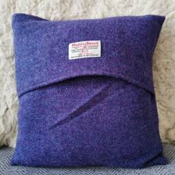 Old Man Of Storr Cushion in Purple & Blue Herringbone - thumbnail 2