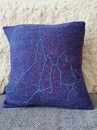 Old Man Of Storr Cushion in Purple & Blue Herringbone - thumbnail 1