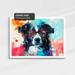 Border Collie Wearing Glasses Painting Framed Poster Print & Canvas Wall Decor Art Home Living Room Dog Gift Idea Pet - thumbnail 3