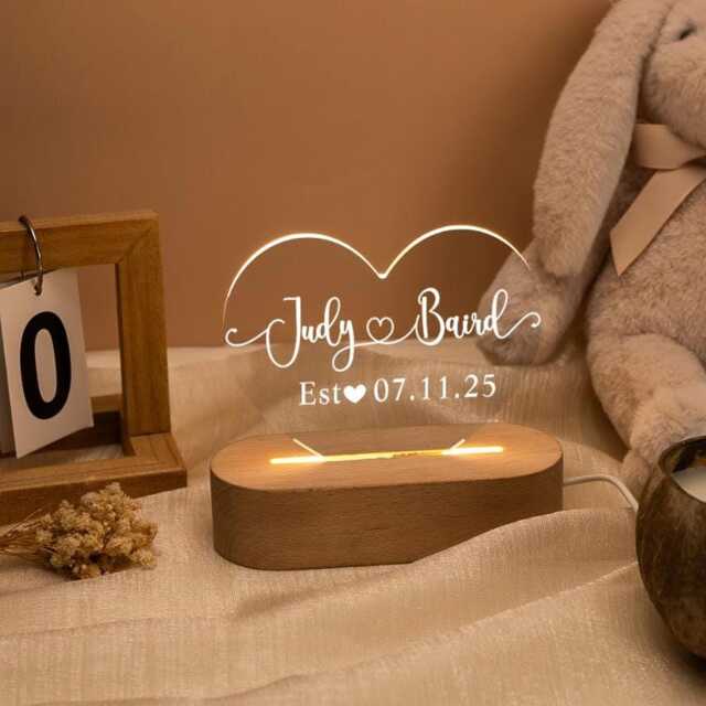 Led Heart Couple Name Light, Shaped Light, Custom Wedding Night Light, Anniversary Gift, Bedroom Lamp, Home Decor, Valentine's Day Gift - image 1