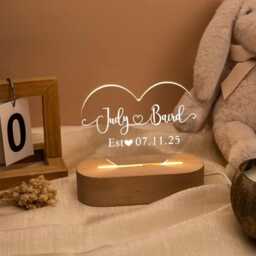 Led Heart Couple Name Light, Shaped Light, Custom Wedding Night Light, Anniversary Gift, Bedroom Lamp, Home Decor, Valentine's Day Gift - thumbnail 3