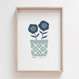 Welsh Friends Print, Print Ffrindiau, Blodau, Flowers Gifts, Blanced Gymreig, Blanket - thumbnail 1