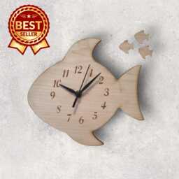 Fish Shaped Wood Clock - Cherry, Oak Or Walnut Finish. Custom Sizes & Shapes Made - thumbnail 1
