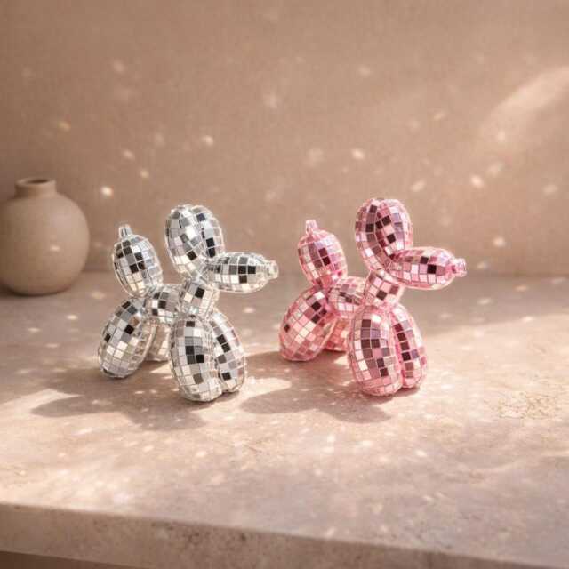 Mirror Mosaic Balloon Dog Figurine, Disco Ornament, Glam Shelf Decor, - Personalised Option - image 1