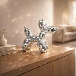 Mirror Mosaic Balloon Dog Figurine, Disco Ornament, Glam Shelf Decor, - Personalised Option - thumbnail 3