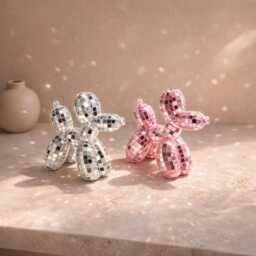 Mirror Mosaic Balloon Dog Figurine, Disco Ornament, Glam Shelf Decor, - Personalised Option - thumbnail 1