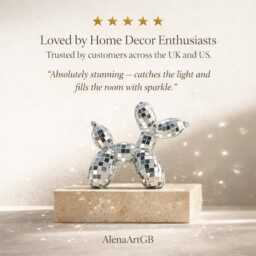 Mirror Mosaic Balloon Dog Figurine, Disco Ornament, Glam Shelf Decor, - Personalised Option - thumbnail 2