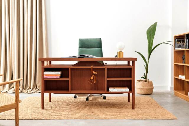 Desk in A Minimalist Scandinavian Style Made Of Veneered Oak Wood - Teak Colour T-B02 - image 1