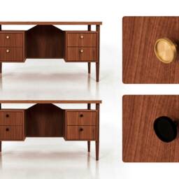 Desk in A Minimalist Scandinavian Style Made Of Veneered Oak Wood - Teak Colour T-B02 - thumbnail 2