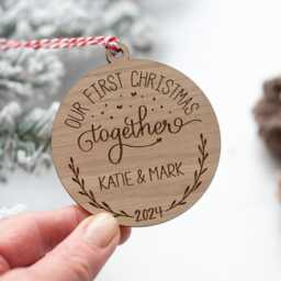Personalised Our First Christmas As A Couple 2024 Ornament - Wooden Laser Cut Tree Decoration - thumbnail 2