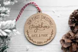 Personalised Our First Christmas As A Couple 2024 Ornament - Wooden Laser Cut Tree Decoration - thumbnail 1