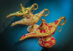 Aladdin Lamp Pewter Arabian Nights Decor - Set Of 3 - thumbnail 1