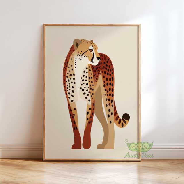 Elegant Cheetah Poster, Minimalist Animal Wall Art, Modern Safari Decor, Warm Earthy Print, Contemporary Wildlife Artwork, Neutral Boho Art - image 1