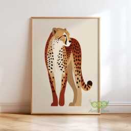 Elegant Cheetah Poster, Minimalist Animal Wall Art, Modern Safari Decor, Warm Earthy Print, Contemporary Wildlife Artwork, Neutral Boho Art - thumbnail 1