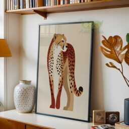 Elegant Cheetah Poster, Minimalist Animal Wall Art, Modern Safari Decor, Warm Earthy Print, Contemporary Wildlife Artwork, Neutral Boho Art - thumbnail 2