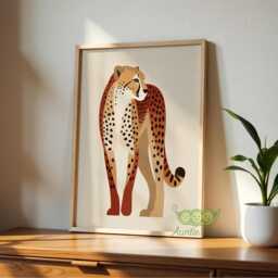 Elegant Cheetah Poster, Minimalist Animal Wall Art, Modern Safari Decor, Warm Earthy Print, Contemporary Wildlife Artwork, Neutral Boho Art - thumbnail 3