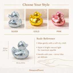 Mirror Mosaic Duck Ornament - Disco Glam Sparkle Decor Fun Gift For Her Birthday & Housewarming - thumbnail 2