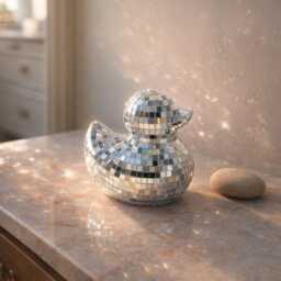 Mirror Mosaic Duck Ornament - Disco Glam Sparkle Decor Fun Gift For Her Birthday & Housewarming