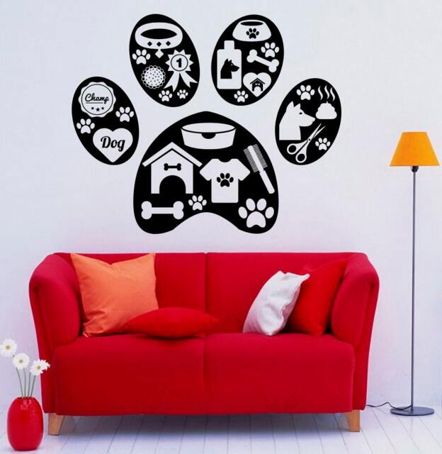 Pet Grooming Wall Decal Vinyl Sticker Animal Paw Home Interior Removable Bedroom Decor - 3Anim - image 1