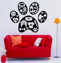 Pet Grooming Wall Decal Vinyl Sticker Animal Paw Home Interior Removable Bedroom Decor - 3Anim - thumbnail 1