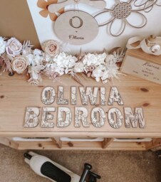 Children's Room Decoration - Wall Art Wooden Wildflower Letters Alphabet Nursery Decor Boho- Scandi Playroom Accessories - thumbnail 1