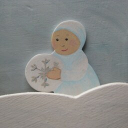 Snowflake Children Moving Wooden Image, Wandekoration For & Adults, Winter Decoration - thumbnail 3
