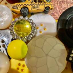 New York City ~ Button Frame in Black White & Yellow Travel Desk Photo Gift For Traveller Boho 4x6 Photo - thumbnail 2