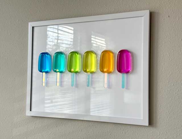 Rainbow Popsicle Resin Wall Art Handmade Pop Art Decor - 12x16 - image 1