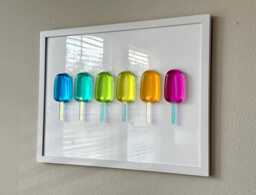 Rainbow Popsicle Resin Wall Art Handmade Pop Art Decor - 12x16