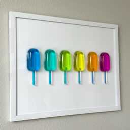 Rainbow Popsicle Resin Wall Art Handmade Pop Art Decor - 12x16 - thumbnail 2