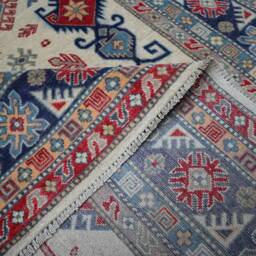 7x10 Afghan Geometric Kazak Rug - Tan Beige Handmade Natural Wool Oriental Area Living Room Dining Table Carpet - thumbnail 4
