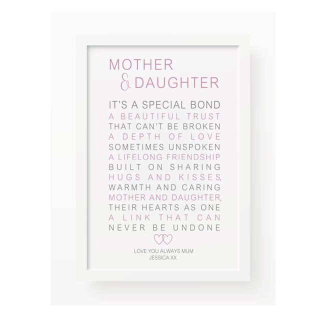 Mother Daughter Poem Print Fine Art Textured Paper, Gift For Mum - image 1