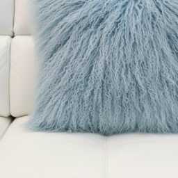 Light Blue Mongolian Sheepskin Fur Cushion Made To Order Custom Sizes Double/Single Sided - thumbnail 4