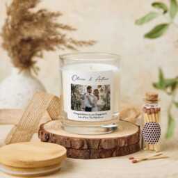 Personalised Engagement Candle Gift With Photo Couple Names & Your Text Free Package Mini Matches Jar - thumbnail 3