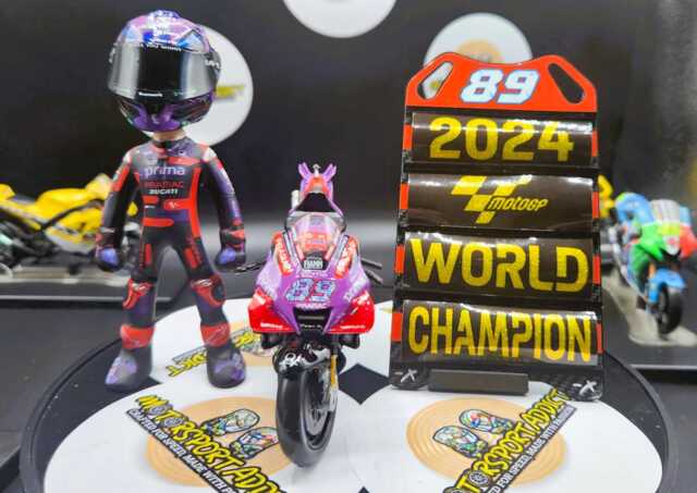 Jorge Martin Handmade Moto-Gp Rider Figure With Bike - Artwork Biker Gift Xmas Christmas - image 1