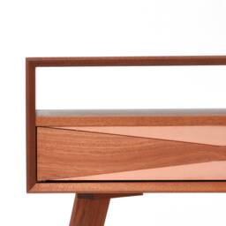 Mid Century Modern Solid Sapele - Mahogany Nightstand With Copper Front, Midcentury Bedside Table - thumbnail 2