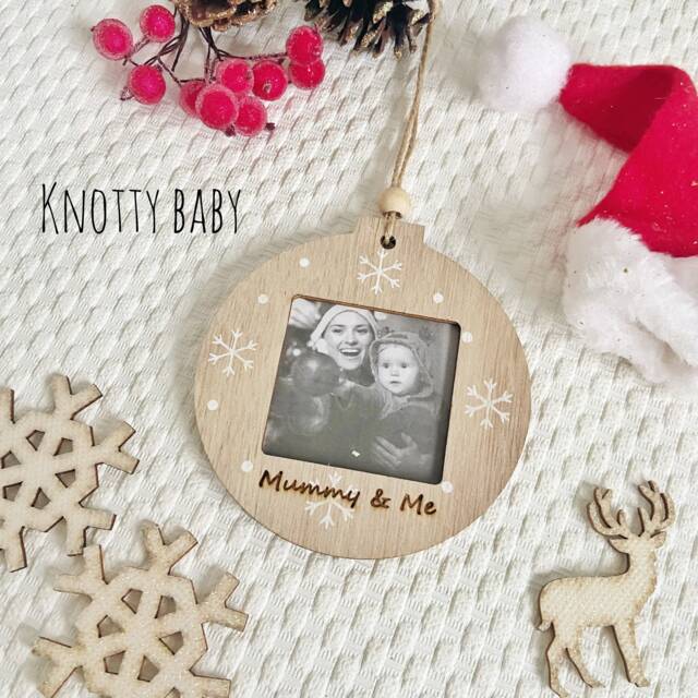 Personalised Christmas Tree Photo Frame Decoration, Personalised Bauble, Stocking Filler - image 1